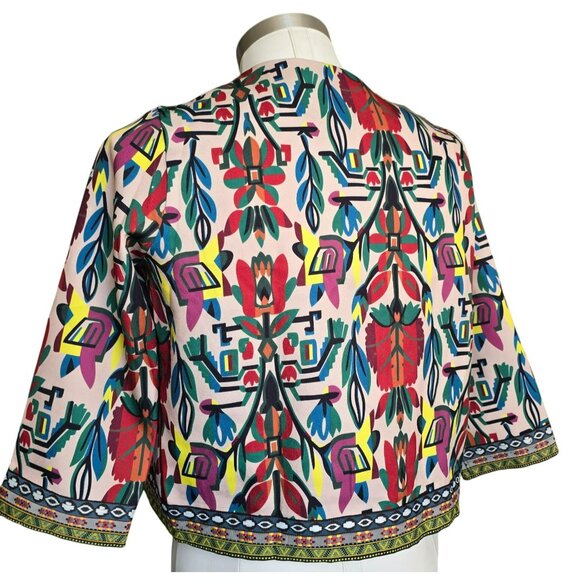 Colorful Buenos Ninos B&N Womens Cropped Jacket Bold Floral 3/4 Sleeves JJ4111 - Picture 2 of 7